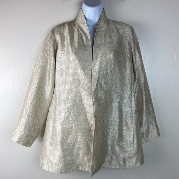 Eileen Fisher Silk Blend Blazer Womens Medium Open - Picture 1 of 9